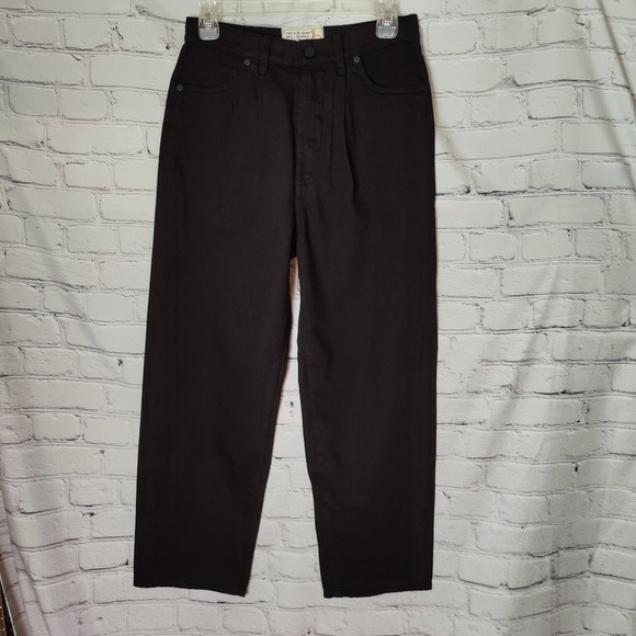 Sandrine Rose Black High Waist Baggy Wide Leg Buckle Pants Size 27 - Picture 1 of 7